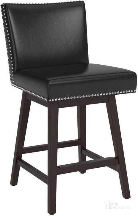 The appearance of 5west Vintage Coal Black Swivel Counter Stool designed by Sunpan in the transitional interior design. This black piece of furniture  was selected by 1StopBedrooms from Vintage Collection to add a touch of cosiness and style into your home. Sku: 105069. Material: Faux Leather. Product Type: Barstool. Image1