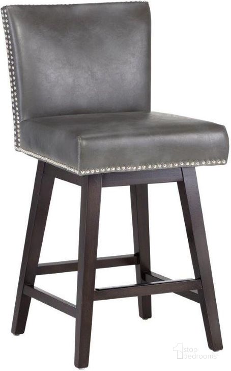 The appearance of 5west Vintage Overcast Grey Swivel Counter Stool designed by Sunpan in the transitional interior design. This gray piece of furniture  was selected by 1StopBedrooms from Vintage Collection to add a touch of cosiness and style into your home. Sku: 104821. Material: Faux Leather. Product Type: Barstool. Image1