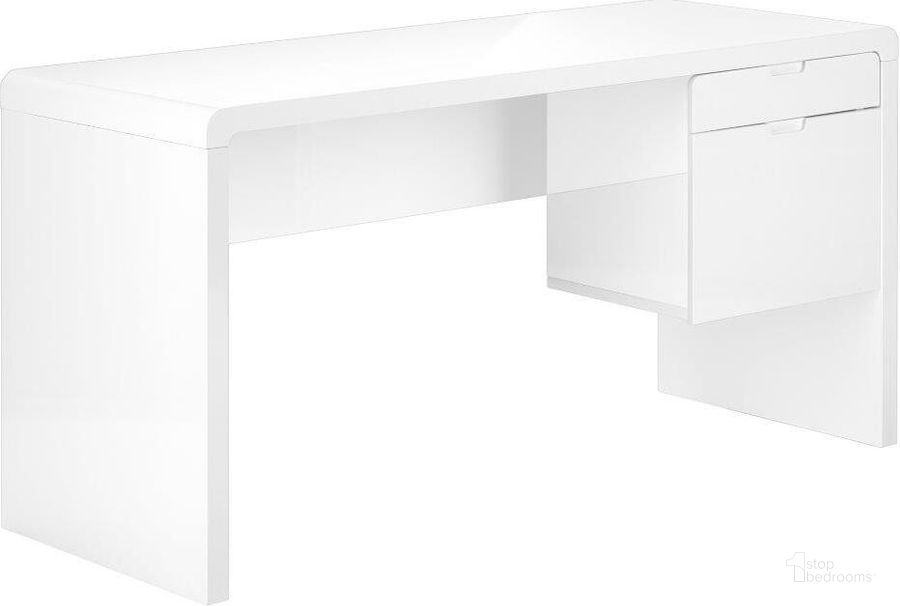 The appearance of 60 Inch Computer Desk In High Glossy White With Left Or Right Face Drawer designed by Monarch Specialties in the glam interior design. This white piece of furniture  was selected by 1StopBedrooms from  to add a touch of cosiness and style into your home. Sku: I 7581. Product Type: Computer Desk. Material: MDF. Image1