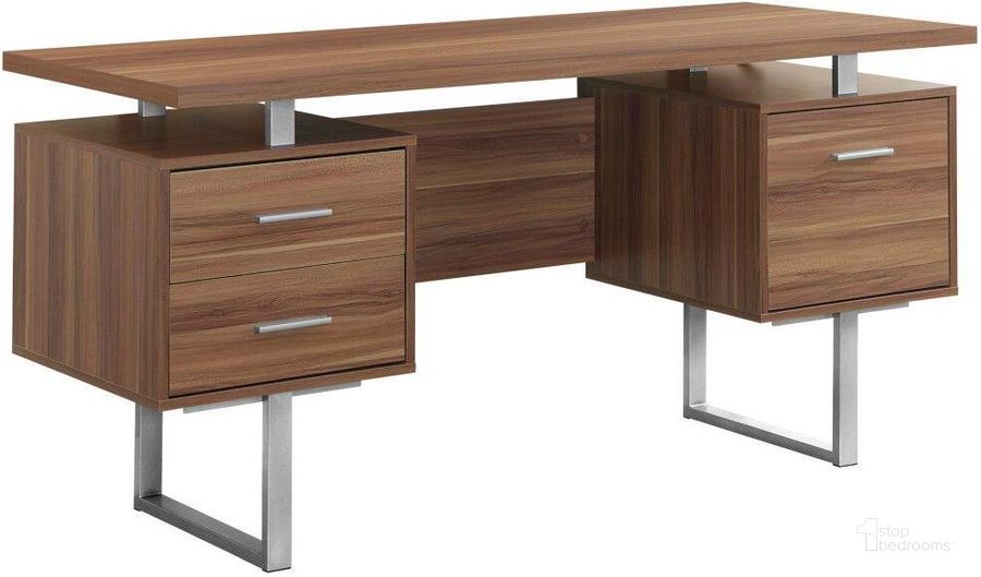 The appearance of 60 Inch Computer Desk In Walnut I 7083 designed by Monarch Specialties in the modern / contemporary interior design. This walnut piece of furniture  was selected by 1StopBedrooms from  to add a touch of cosiness and style into your home. Sku: I 7083. Product Type: Computer Desk. Material: MDF. Image1