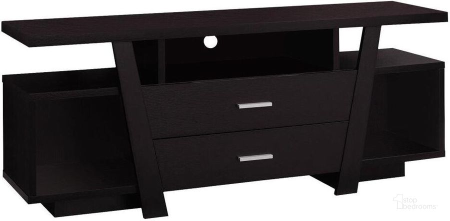 The appearance of 60 Inch Tv Stand In Espresso With 2 Storage Drawers designed by Monarch Specialties in the modern / contemporary interior design. This espresso piece of furniture  was selected by 1StopBedrooms from  to add a touch of cosiness and style into your home. Sku: I 2720. Product Type: TV Stand. Material: MDF. Image1