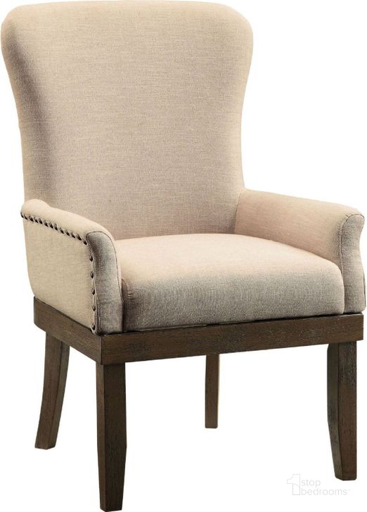 The appearance of Landon Beige Linen Arm Chair designed by ACME in the transitional interior design. This beige piece of furniture  was selected by 1StopBedrooms from Landon Collection to add a touch of cosiness and style into your home. Sku: 60743. Material: Wood. Product Type: Arm Chair. Image1