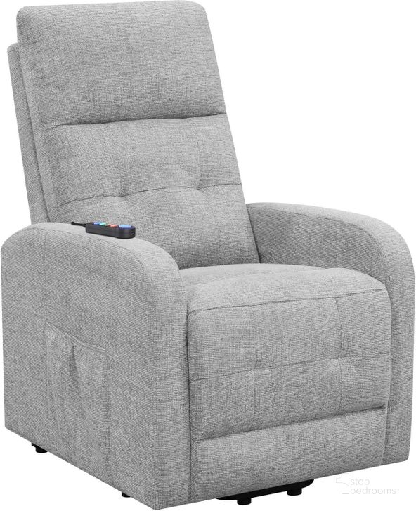 The appearance of Grey Power Lift Massage Chair designed by Coaster in the modern / contemporary interior design. This gray piece of furniture  was selected by 1StopBedrooms from  to add a touch of cosiness and style into your home. Sku: 609402P. Product Type: Massage Chair. Material: Plywood. Image1