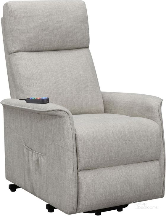 The appearance of 609407P Beige Power Lift Massage Chair designed by Coaster in the modern / contemporary interior design. This beige piece of furniture  was selected by 1StopBedrooms from  to add a touch of cosiness and style into your home. Sku: 609407P. Product Type: Massage Chair. Material: Plywood. Image1