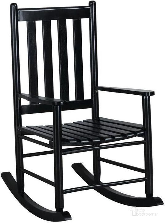 The appearance of 609456 Black Rocking Chair designed by Coaster in the transitional interior design. This black piece of furniture  was selected by 1StopBedrooms from  to add a touch of cosiness and style into your home. Sku: 609456. Material: Wood. Product Type: Reclining Chair. Image1