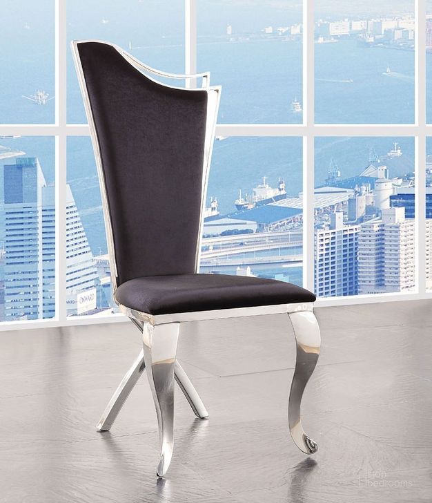 The appearance of Cyrene Side Chair (Fabric) (Set of 2) designed by ACME in the glam interior design. This medium color piece of furniture  was selected by 1StopBedrooms from Cyrene Collection to add a touch of cosiness and style into your home. Sku: 62079. Material: Metal. Product Type: Dining Chair.