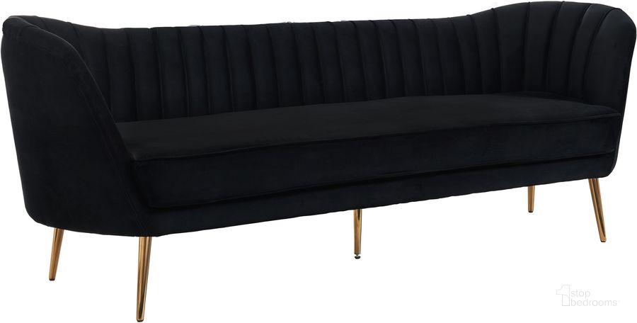 The appearance of Meridian Margo Velvet Sofa in Black designed by Meridian in the modern / contemporary interior design. This black velvet piece of furniture  was selected by 1StopBedrooms from Margo Collection to add a touch of cosiness and style into your home. Sku: 622Black-S. Material: Fabric. Product Type: Sofa. Image1