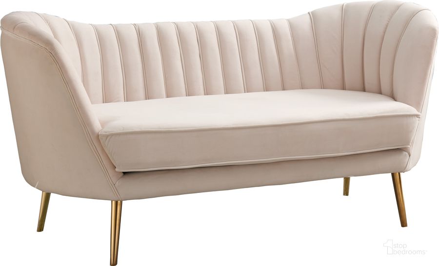 The appearance of Meridian Margo Velvet Loveseat in Cream designed by Meridian in the modern / contemporary interior design. This cream velvet piece of furniture  was selected by 1StopBedrooms from Margo Collection to add a touch of cosiness and style into your home. Sku: 622Cream-L. Material: Fabric. Product Type: Loveseat. Image1