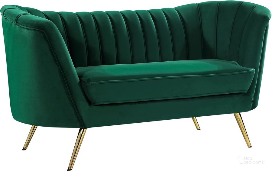 The appearance of Meridian Margo Velvet Loveseat in Green designed by Meridian in the modern / contemporary interior design. This green velvet piece of furniture  was selected by 1StopBedrooms from Margo Collection to add a touch of cosiness and style into your home. Sku: 622Green-L. Material: Fabric. Product Type: Loveseat. Image1