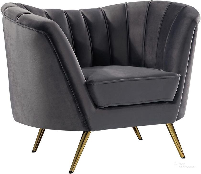 The appearance of Meridian Margo Velvet Chair in Grey designed by Meridian in the modern / contemporary interior design. This grey velvet piece of furniture  was selected by 1StopBedrooms from Margo Collection to add a touch of cosiness and style into your home. Sku: 622Grey-C. Material: Fabric. Product Type: Living Room Chair. Image1
