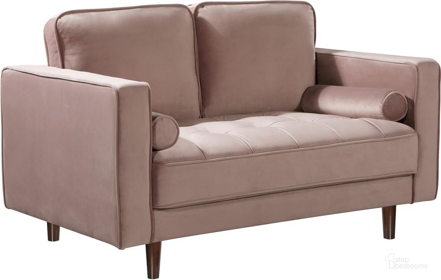 The appearance of Meridian Emily Velvet Loveseat in Pink designed by Meridian in the modern / contemporary interior design. This pink velvet piece of furniture  was selected by 1StopBedrooms from Emily Collection to add a touch of cosiness and style into your home. Sku: 625Pink-L. Material: Fabric. Product Type: Loveseat. Image1