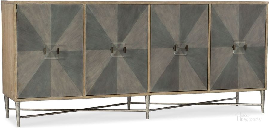 The appearance of Melange Gray Zola Door Credenza designed by Hooker in the modern / contemporary interior design. This gray piece of furniture  was selected by 1StopBedrooms from Melange Collection to add a touch of cosiness and style into your home. Sku: 638-85316-LTGY. Material: Wood. Product Type: Sideboard. Image1