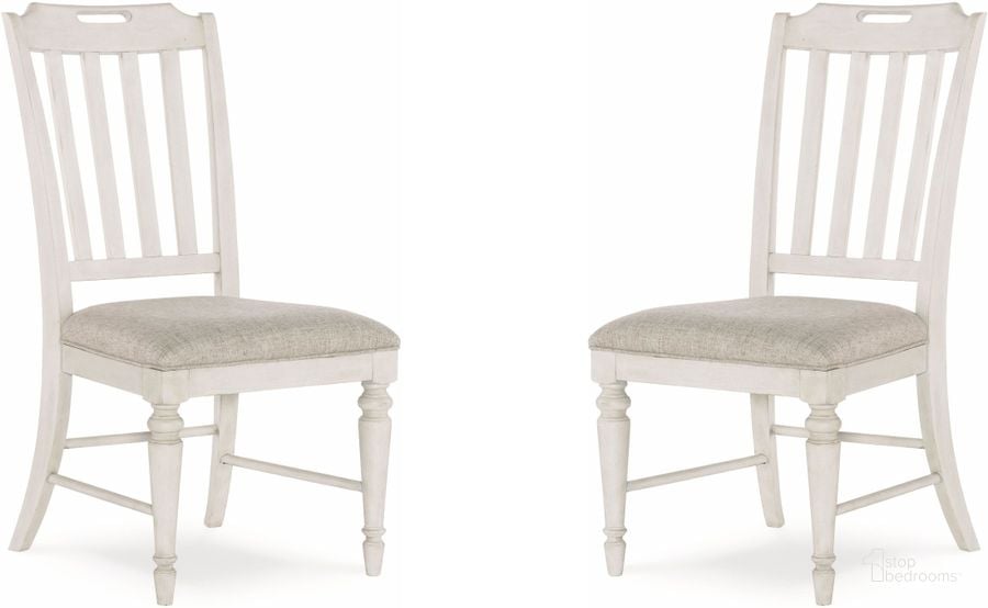 The appearance of Brookhaven Vintage Linen Slat Back Side Chair Set of 2 designed by Legacy Classic in the transitional interior design. This white piece of furniture  was selected by 1StopBedrooms from Brookhaven Collection to add a touch of cosiness and style into your home. Sku: 6400-140 KD. Material: Fabric. Product Type: Side Chair. Image1