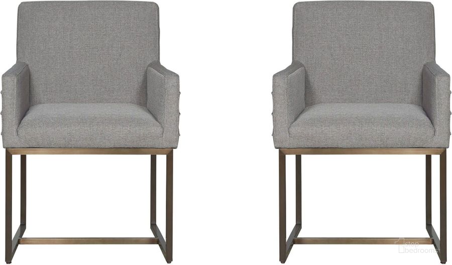 The appearance of Modern Cooper Gray Arm Chair Set of 2 designed by Universal in the modern / contemporary interior design. This gray piece of furniture  was selected by 1StopBedrooms from Modern Collection to add a touch of cosiness and style into your home. Sku: 643733. Material: Fabric. Product Type: Arm Chair. Image1