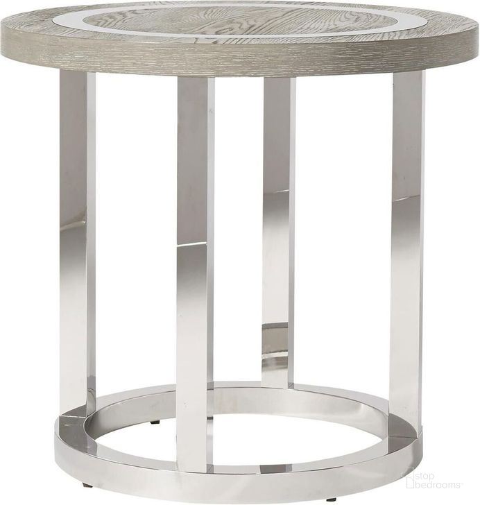 The appearance of Modern Wyatt Chrome Round End Table designed by Universal in the traditional interior design. This chrome piece of furniture  was selected by 1StopBedrooms from Wyatt Collection to add a touch of cosiness and style into your home. Sku: 645802. Table Top Shape: Round. Material: Metal. Product Type: End Table. Image1