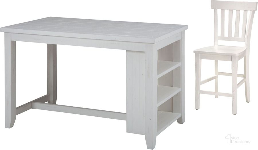 The appearance of Madaket Reclaimed Pine Shelf Storage Counter Height Dining Room Set designed by Jofran in the transitional interior design. This white piece of furniture  was selected by 1StopBedrooms from Madaket Collection to add a touch of cosiness and style into your home. Sku: 647-60;647-BS831KD. Material: Wood. Product Type: Dining Room Set. Table Top Shape: Rectangular. Image1
