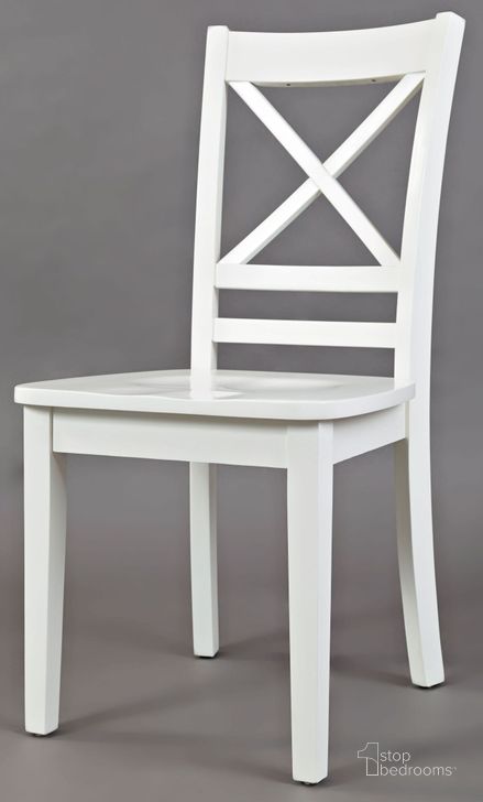 The appearance of Simplicity Paperwhite X Back Dining Chair Set of 2 designed by Jofran in the transitional interior design. This white piece of furniture  was selected by 1StopBedrooms from Simplicity Collection to add a touch of cosiness and style into your home. Sku: 652-806KD. Material: Wood. Product Type: Dining Chair. Image1