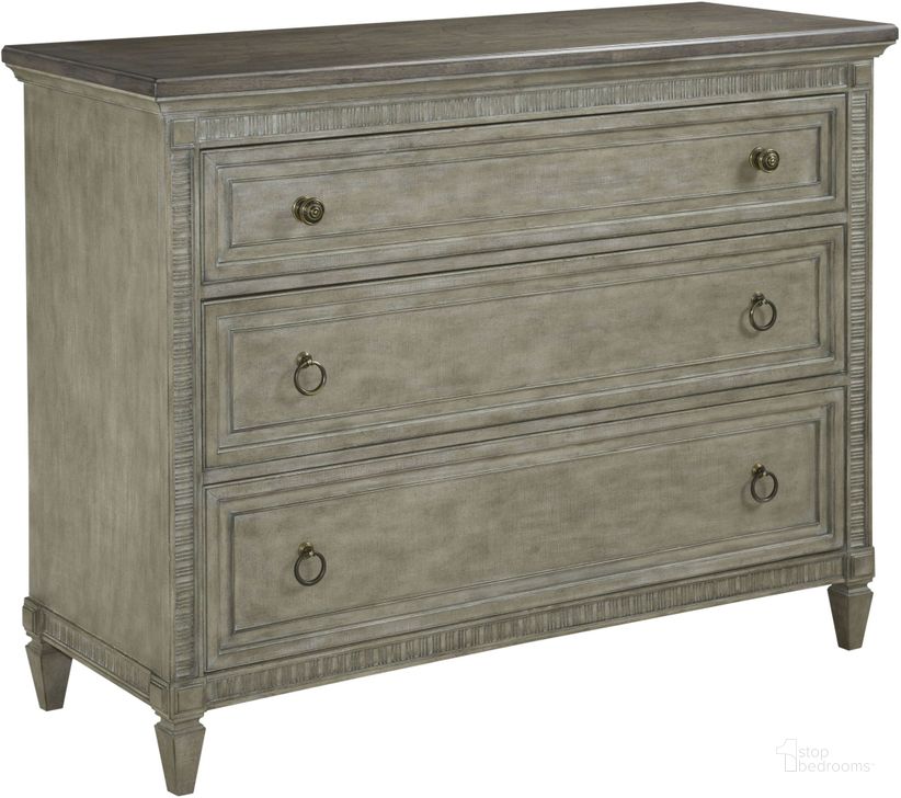 The appearance of Savona Versaille and Elm Bellman Drawer Chest designed by American Drew in the transitional interior design. This brown piece of furniture  was selected by 1StopBedrooms from Savona Collection to add a touch of cosiness and style into your home. Sku: 654-220. Material: Wood. Product Type: Chest. Image1