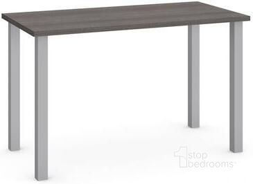The appearance of Bestar 24 X 48 Table With Square Metal Legs In Bark Gray designed by Bestar in the modern / contemporary interior design. This bark gray piece of furniture  was selected by 1StopBedrooms from Bestar Collection to add a touch of cosiness and style into your home. Sku: 65855-47. Material: Wood. Product Type: Table.