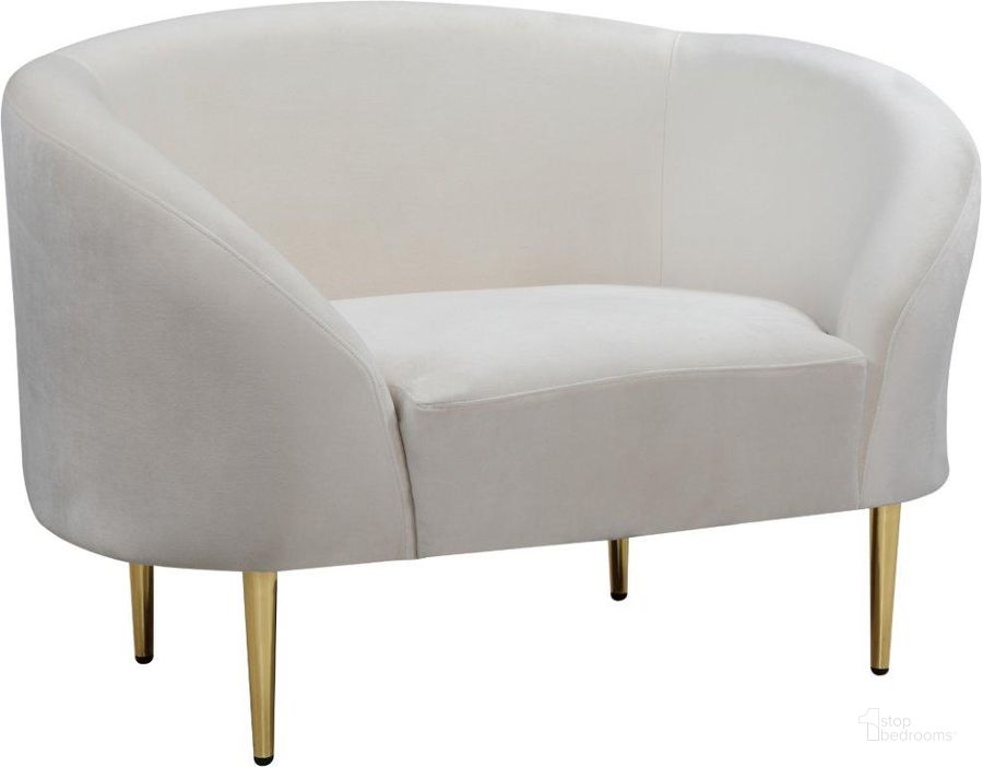 The appearance of Ritz Cream Velvet Chair designed by Meridian in the modern / contemporary interior design. This cream velvet piece of furniture  was selected by 1StopBedrooms from Ritz Collection to add a touch of cosiness and style into your home. Sku: 659Cream-C. Product Type: Living Room Chair. Material: Velvet. Image1