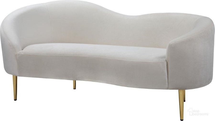 The appearance of Ritz Cream Velvet Loveseat designed by Meridian in the modern / contemporary interior design. This cream velvet piece of furniture  was selected by 1StopBedrooms from Ritz Collection to add a touch of cosiness and style into your home. Sku: 659Cream-L. Product Type: Loveseat. Material: Velvet. Image1