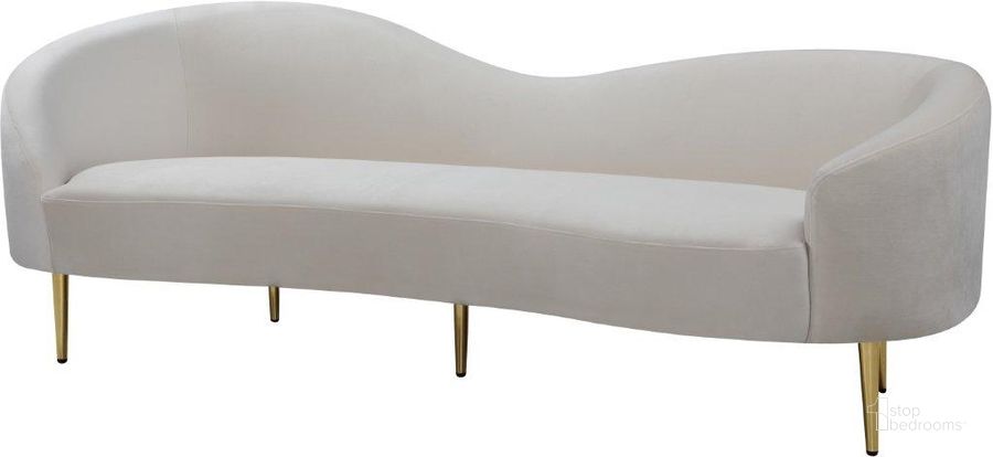 The appearance of Ritz Cream Velvet Sofa designed by Meridian in the modern / contemporary interior design. This cream velvet piece of furniture  was selected by 1StopBedrooms from Ritz Collection to add a touch of cosiness and style into your home. Sku: 659Cream-S. Product Type: Sofa. Material: Velvet. Image1