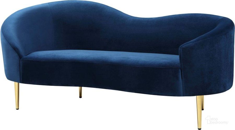 The appearance of Ritz Navy Velvet Loveseat designed by Meridian in the modern / contemporary interior design. This navy velvet piece of furniture  was selected by 1StopBedrooms from Ritz Collection to add a touch of cosiness and style into your home. Sku: 659Navy-L. Product Type: Loveseat. Material: Velvet. Image1