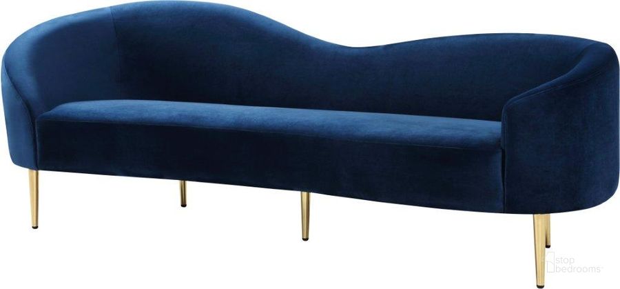 The appearance of Ritz Navy Velvet Sofa designed by Meridian in the modern / contemporary interior design. This navy velvet piece of furniture  was selected by 1StopBedrooms from Ritz Collection to add a touch of cosiness and style into your home. Sku: 659Navy-S. Product Type: Sofa. Material: Velvet. Image1