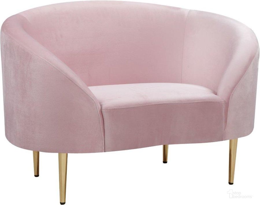 The appearance of Ritz Pink Velvet Chair designed by Meridian in the modern / contemporary interior design. This pink velvet piece of furniture  was selected by 1StopBedrooms from Ritz Collection to add a touch of cosiness and style into your home. Sku: 659Pink-C. Product Type: Living Room Chair. Material: Velvet. Image1