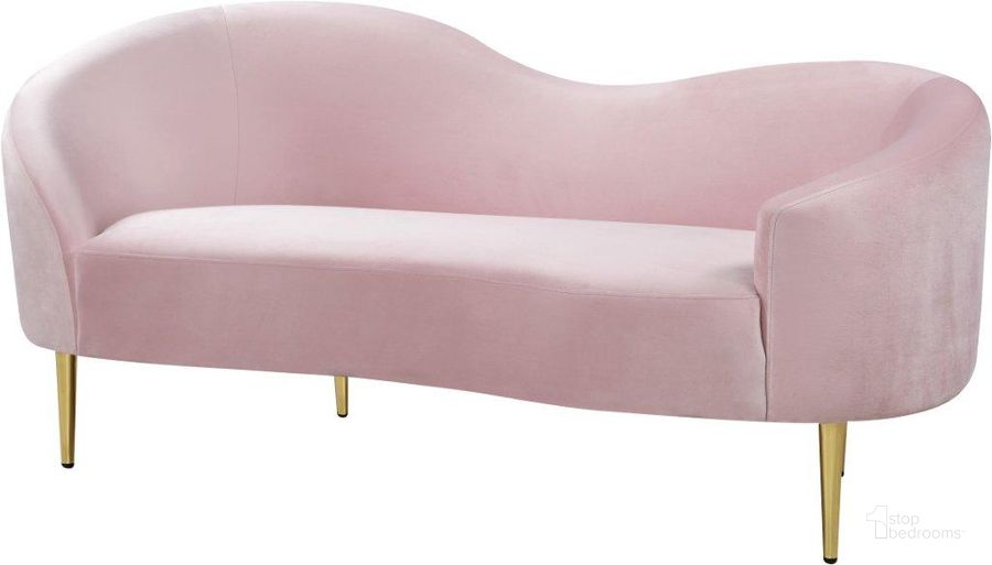 The appearance of Ritz Pink Velvet Loveseat designed by Meridian in the modern / contemporary interior design. This pink velvet piece of furniture  was selected by 1StopBedrooms from Ritz Collection to add a touch of cosiness and style into your home. Sku: 659Pink-L. Product Type: Loveseat. Material: Velvet. Image1