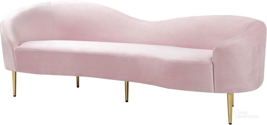 The appearance of Ritz Pink Velvet Sofa designed by Meridian in the modern / contemporary interior design. This pink velvet piece of furniture  was selected by 1StopBedrooms from Ritz Collection to add a touch of cosiness and style into your home. Sku: 659Pink-S. Product Type: Sofa. Material: Velvet. Image1