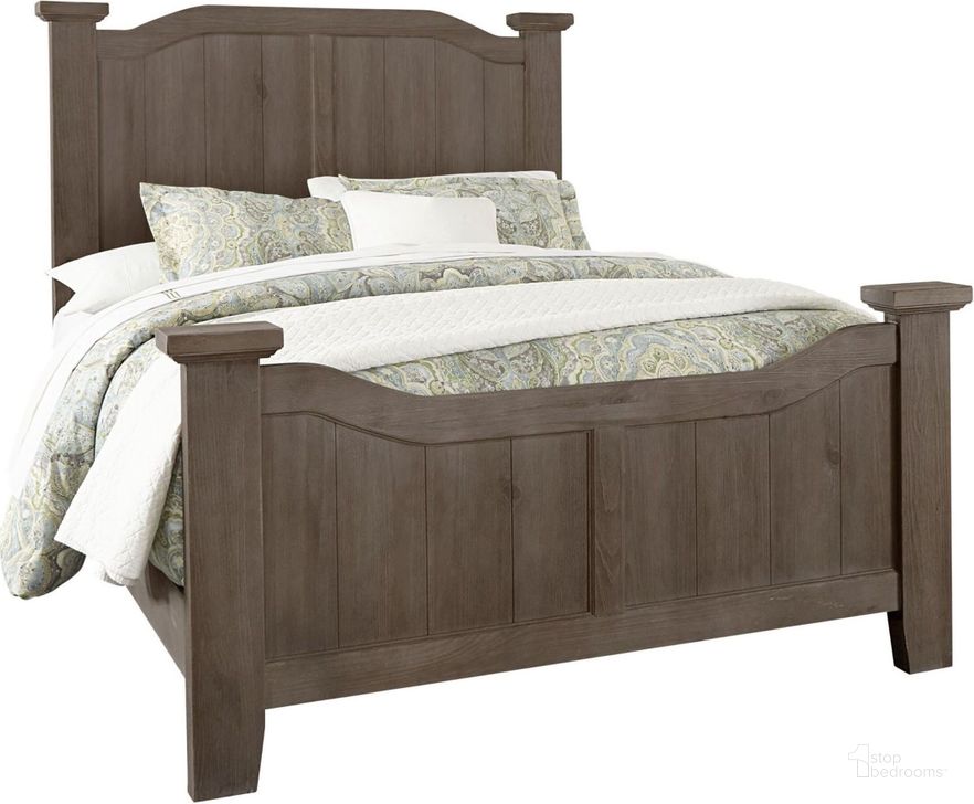 The appearance of Sawmill Saddle Grey Queen Arched Bed designed by Vaughan Bassett in the transitional interior design. This brown piece of furniture  was selected by 1StopBedrooms from Sawmill Collection to add a touch of cosiness and style into your home. Sku: 692-558;692-855;692-922. Bed Type: Panel Bed. Product Type: Panel Bed. Bed Size: Queen. Image1
