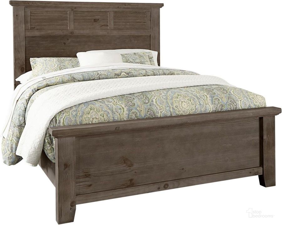The appearance of Sawmill Saddle Grey King Louver Bed designed by Vaughan Bassett in the transitional interior design. This brown piece of furniture  was selected by 1StopBedrooms from Sawmill Collection to add a touch of cosiness and style into your home. Sku: 692-669;692-966;692-922;MS-MS2. Bed Type: Panel Bed. Product Type: Panel Bed. Bed Size: King. Image1