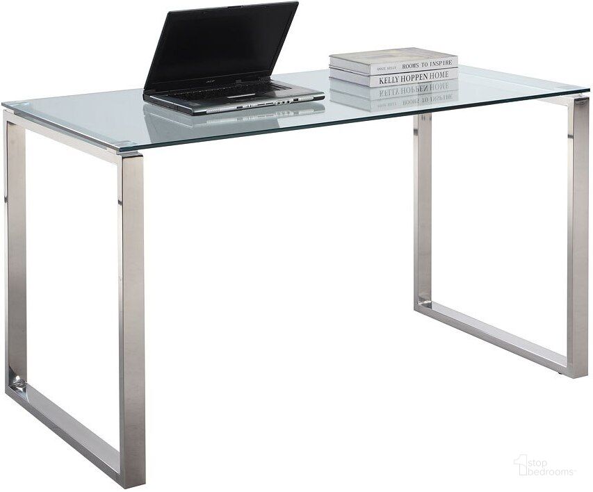 The appearance of Clear Glass and Stainless Steel Computer Desk designed by Chintaly Imports in the modern / contemporary interior design. This clear glass piece of furniture  was selected by 1StopBedrooms from 6931 Collection to add a touch of cosiness and style into your home. Sku: 6931-DSK-LRG-T;6931-DSK-LEG. Product Type: Home Office Desk. Material: Metal/Glass.