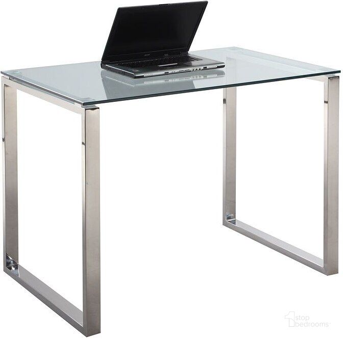 The appearance of Clear Glass and Stainless Steel Small Computer Desk designed by Chintaly Imports in the modern / contemporary interior design. This clear glass piece of furniture  was selected by 1StopBedrooms from 6931 Collection to add a touch of cosiness and style into your home. Sku: 6931-DSK-SML-T;6931-DSK-LEG. Product Type: Home Office Desk. Material: Metal/Glass.