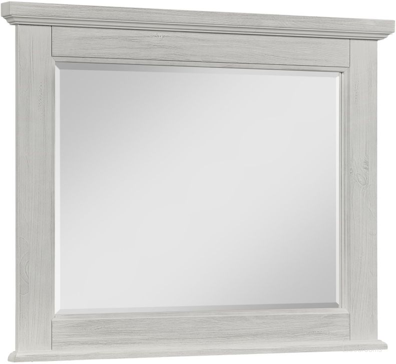The appearance of Sawmill Alabaster Two Tone Landscape Mirror designed by Vaughan Bassett in the transitional interior design. This gray piece of furniture  was selected by 1StopBedrooms from Sawmill Collection to add a touch of cosiness and style into your home. Sku: 694-446. Product Type: Dresser Mirror. Image1
