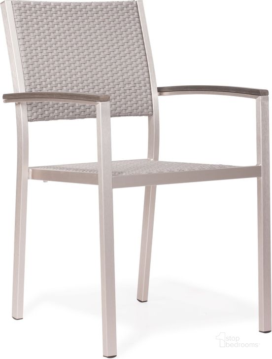 The appearance of Metropolitan Brushed Aluminum Armchair Set of 2 designed by Zuo Modern in the modern / contemporary interior design. This brushed aluminum piece of furniture  was selected by 1StopBedrooms from Metropolitan Collection to add a touch of cosiness and style into your home. Sku: 701865. Product Type: Arm Chair. Material: Vinyl. Image1