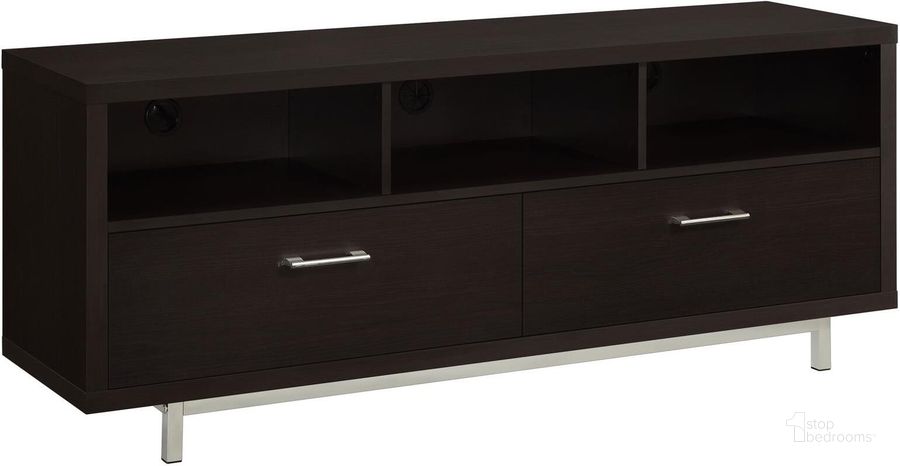 The appearance of 701973 Cappuccino Storage TV Console designed by Coaster in the modern / contemporary interior design. This brown piece of furniture  was selected by 1StopBedrooms from Tv Consoles Collection to add a touch of cosiness and style into your home. Sku: 701973. Material: Wood. Product Type: TV Console. Image1