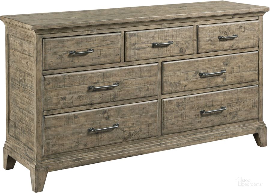 The appearance of Plank Road Stone Farmstead Dresser designed by Kincaid in the modern / contemporary interior design. This stone piece of furniture  was selected by 1StopBedrooms from Plank Road Collection to add a touch of cosiness and style into your home. Sku: 706-120S. Material: Wood. Product Type: Dresser. Image1