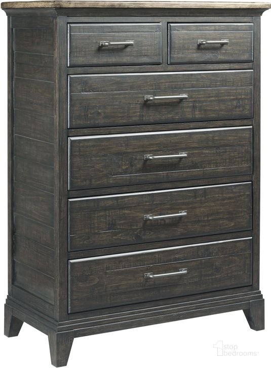 The appearance of Plank Road Charcoal Devine Drawer Chest designed by Kincaid in the modern / contemporary interior design. This charcoal piece of furniture  was selected by 1StopBedrooms from Plank Road Collection to add a touch of cosiness and style into your home. Sku: 706-215C. Material: Wood. Product Type: Chest. Image1