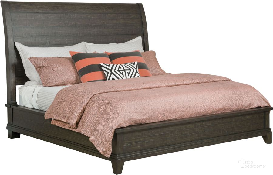 The appearance of Plank Road Charcoal Eastburn Queen Sleigh Bed designed by Kincaid in the modern / contemporary interior design. This gray piece of furniture  was selected by 1StopBedrooms from Plank Road Collection to add a touch of cosiness and style into your home. Sku: 706-313CP. Bed Type: Sleigh Bed. Material: Wood. Product Type: Sleigh Bed. Bed Size: Queen. Image1