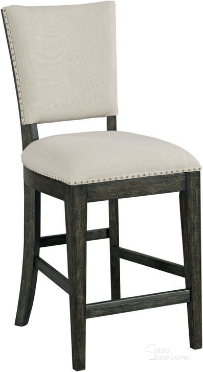 The appearance of Plank Road Charcoal Kimler Counter Height Chair Set of 2 designed by Kincaid in the modern / contemporary interior design. This cream piece of furniture  was selected by 1StopBedrooms from Plank Road Collection to add a touch of cosiness and style into your home. Sku: 706-691C. Material: Fabric. Product Type: Barstool. Image1