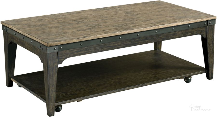 The appearance of Plank Road Charcoal Artisans Rectangular Cocktail Table designed by Kincaid in the modern / contemporary interior design. This brown and gray piece of furniture  was selected by 1StopBedrooms from Plank Road Collection to add a touch of cosiness and style into your home. Sku: 706-910C. Material: Wood. Product Type: Cocktail Table. Table Top Shape: Rectangular. Image1