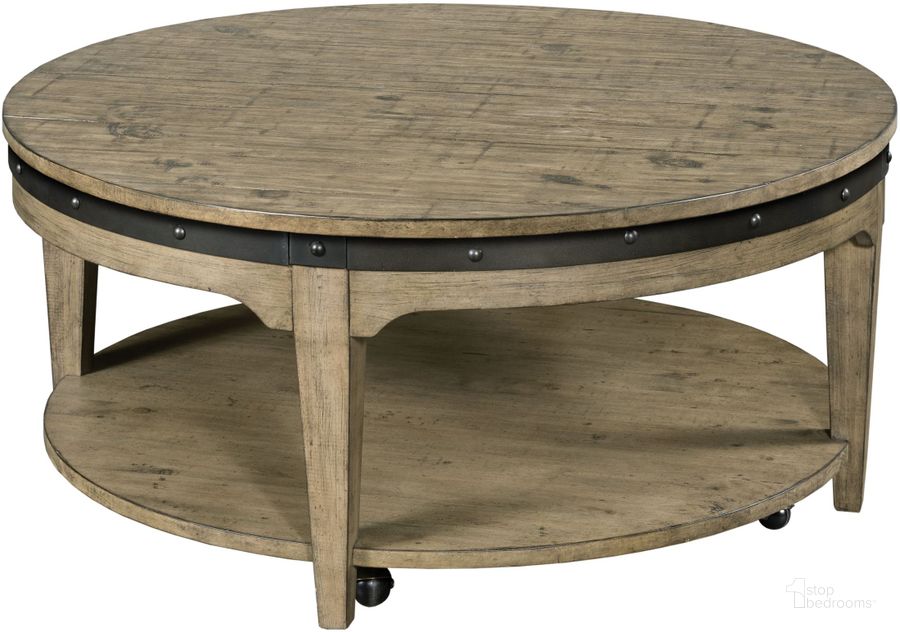 The appearance of Plank Road Stone Artisans Round Cocktail Table designed by Kincaid in the modern / contemporary interior design. This brown piece of furniture  was selected by 1StopBedrooms from Plank Road Collection to add a touch of cosiness and style into your home. Sku: 706-911S. Table Top Shape: Round. Material: Wood. Product Type: Cocktail Table. Image1