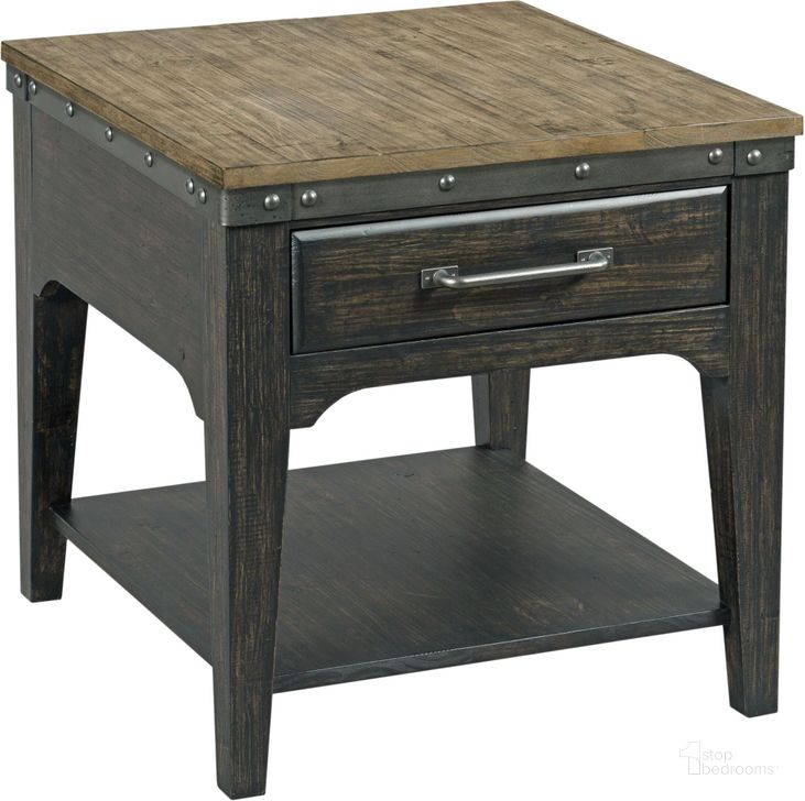 The appearance of Plank Road Charcoal Artisans Rectangular Drawer End Table designed by Kincaid in the modern / contemporary interior design. This brown and gray piece of furniture  was selected by 1StopBedrooms from Plank Road Collection to add a touch of cosiness and style into your home. Sku: 706-915C. Material: Wood. Product Type: End Table. Table Top Shape: Rectangular. Image1