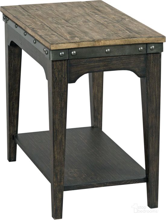 The appearance of Plank Road Charcoal Artisans Chairside Table designed by Kincaid in the modern / contemporary interior design. This brown and gray piece of furniture  was selected by 1StopBedrooms from Plank Road Collection to add a touch of cosiness and style into your home. Sku: 706-916C. Material: Wood. Product Type: Chairside Table. Table Top Shape: Rectangular. Image1