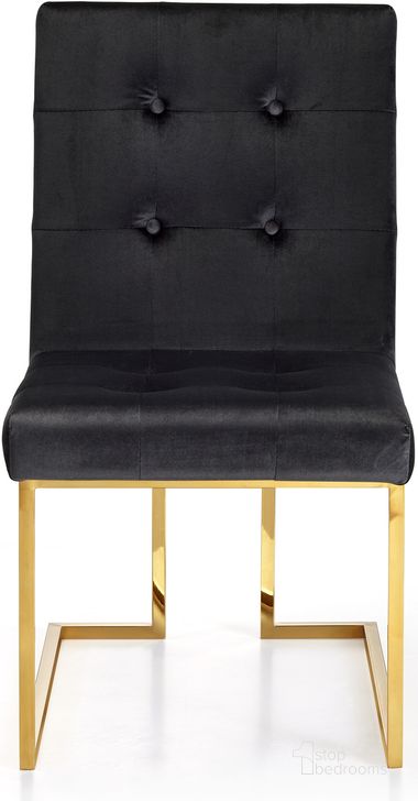 The appearance of Meridian Pierre Velvet Dining Chair in Black (Set of 2) designed by Meridian in the modern / contemporary interior design. This black velvet piece of furniture  was selected by 1StopBedrooms from Pierre Collection to add a touch of cosiness and style into your home. Sku: 714Black-C. Material: Fabric. Product Type: Dining Chair. Image1