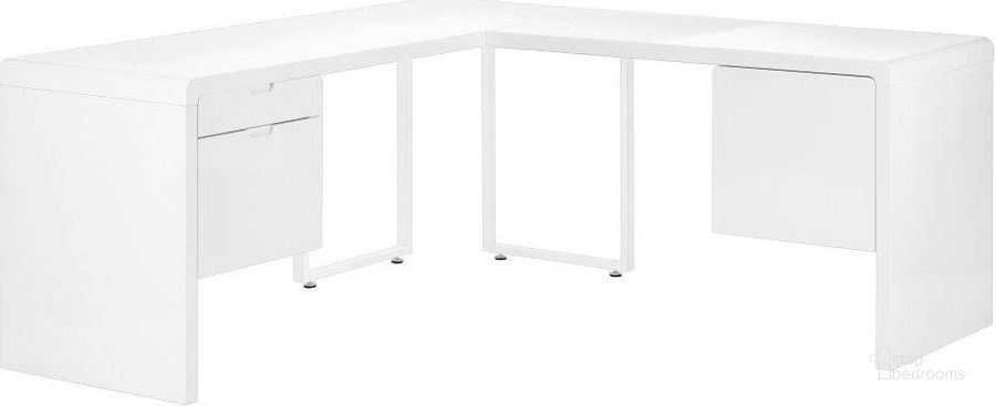 The appearance of 72 Inch Computer Desk In High Glossy White With Left Or Right Faceing designed by Monarch Specialties in the glam interior design. This white piece of furniture  was selected by 1StopBedrooms from  to add a touch of cosiness and style into your home. Sku: I 7582. Product Type: Computer Desk. Material: MDF. Image1