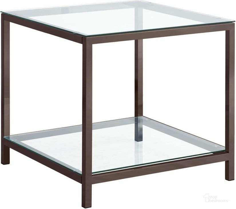 The appearance of Black Nickel Rectangular End Table designed by Coaster in the modern / contemporary interior design. This black piece of furniture  was selected by 1StopBedrooms from Black Collection to add a touch of cosiness and style into your home. Sku: 720227. Material: Glass. Product Type: End Table. Table Top Shape: Rectangular. Image1