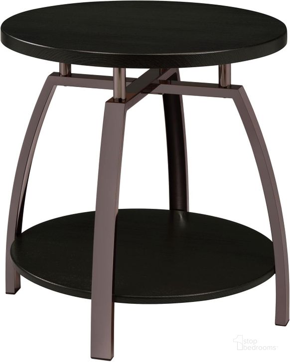 The appearance of Dark Grey And Black Nickel End Table designed by Coaster in the transitional interior design. This black piece of furniture  was selected by 1StopBedrooms from  to add a touch of cosiness and style into your home. Sku: 722207. Product Type: End Table. Material: MDF. Image1